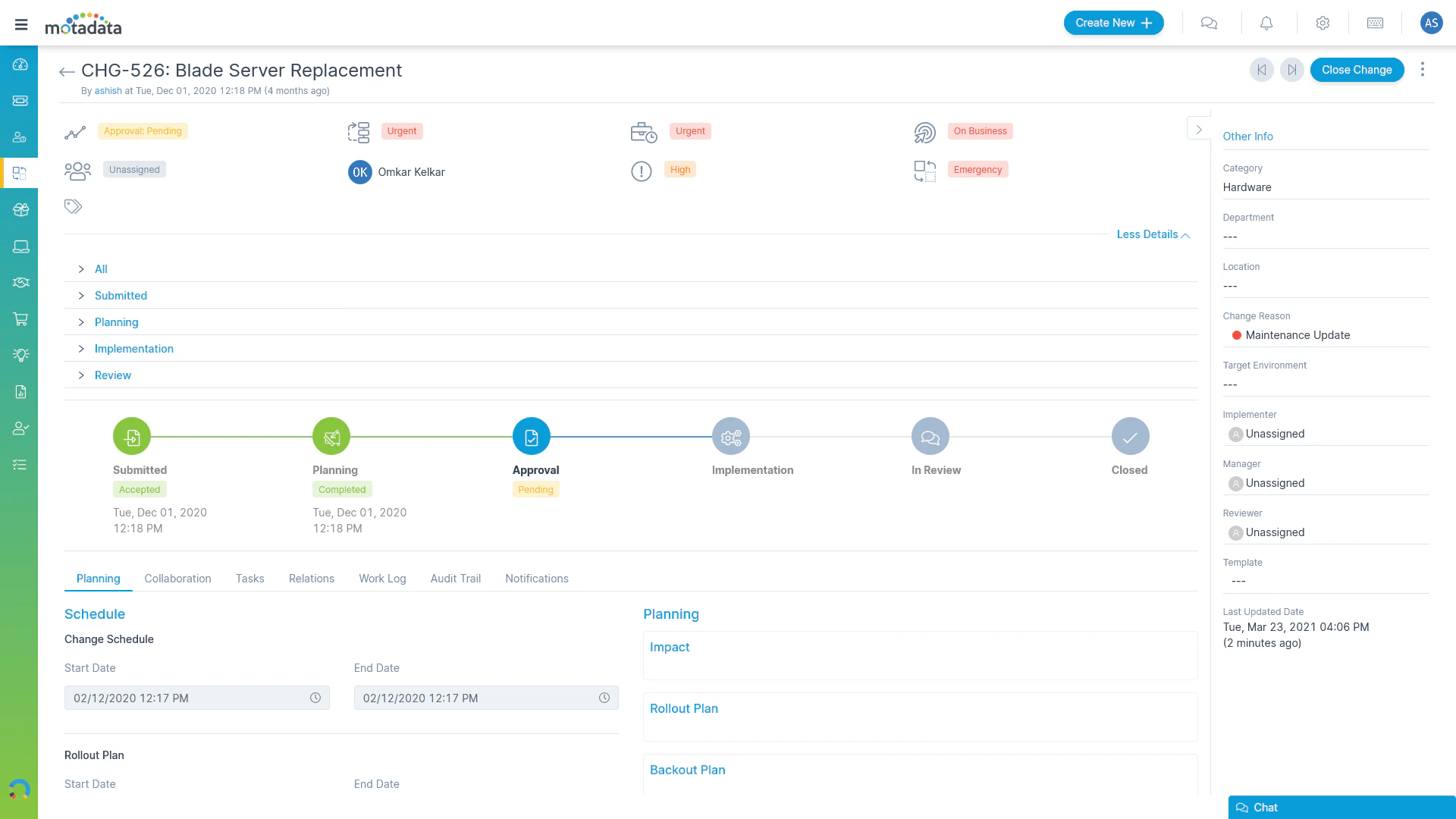screenshot of Motadata ServiceOps